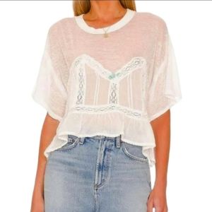 Free People White Corset T-shirt